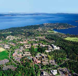 Aerial photograph of the University of Victoria