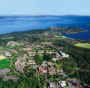Aerial photograph of the University of Victoria